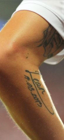 Toni Kroos tattoo of his son Leon Kroos.